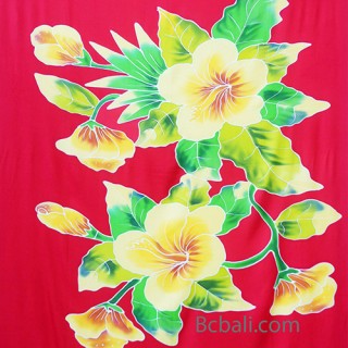 red rayon sarongs handpainting flower made in bali